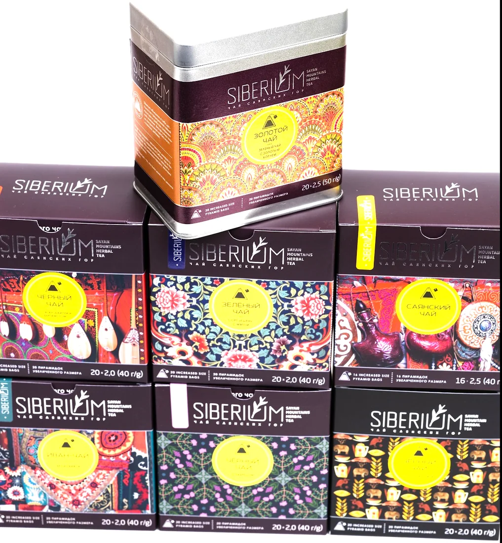 Коробки чая Siberium разных вкусов